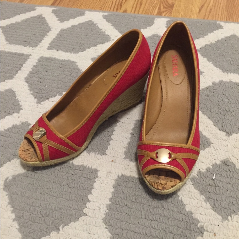 Red espadrille wedges